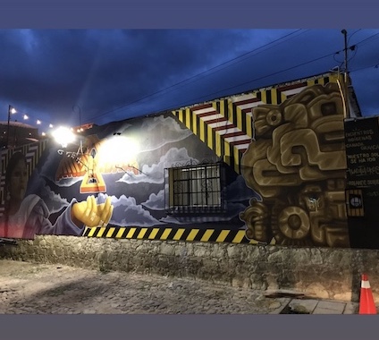mural, street barriers, cocijo, thunderbird, anishinaabe, mexico, oaxaca, canada, indigenous artist